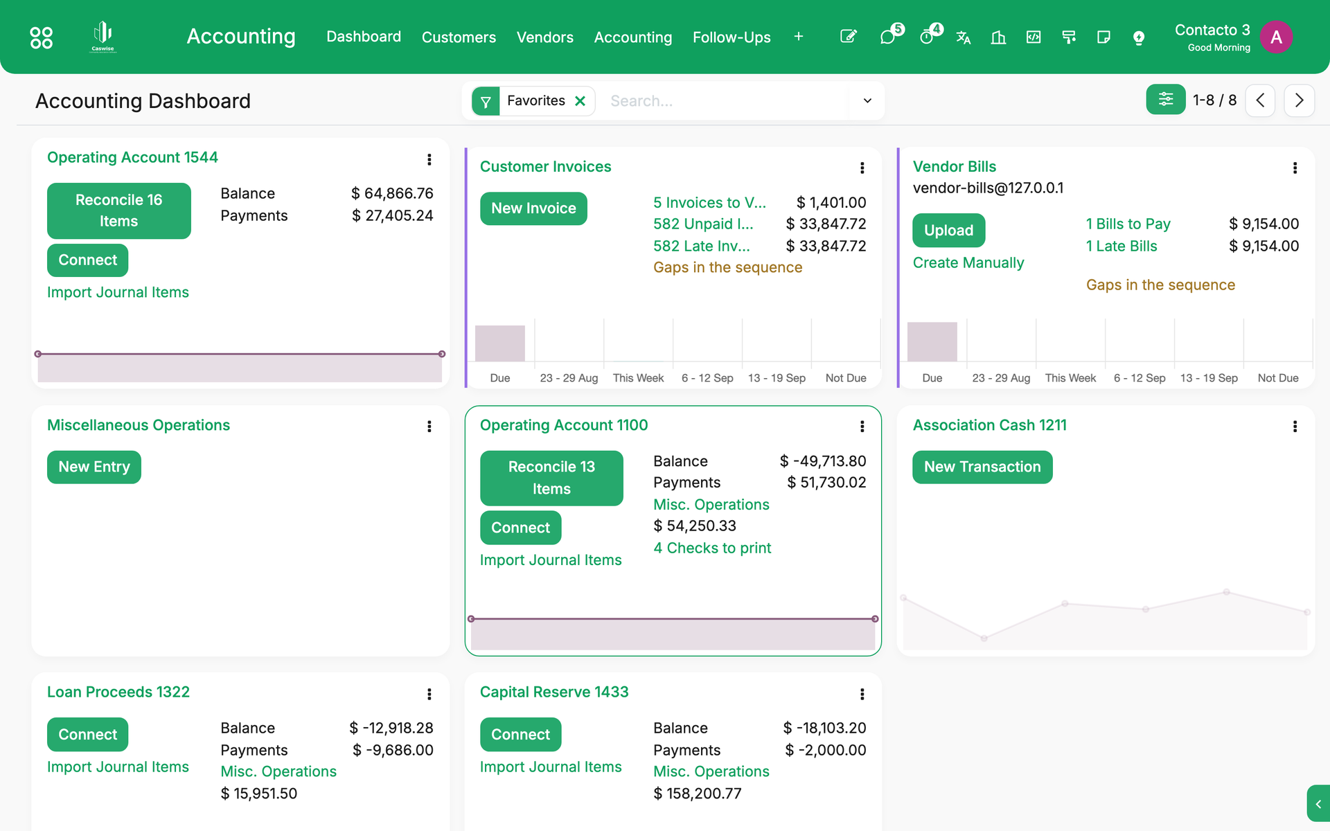 The CasWise accounting dashboard